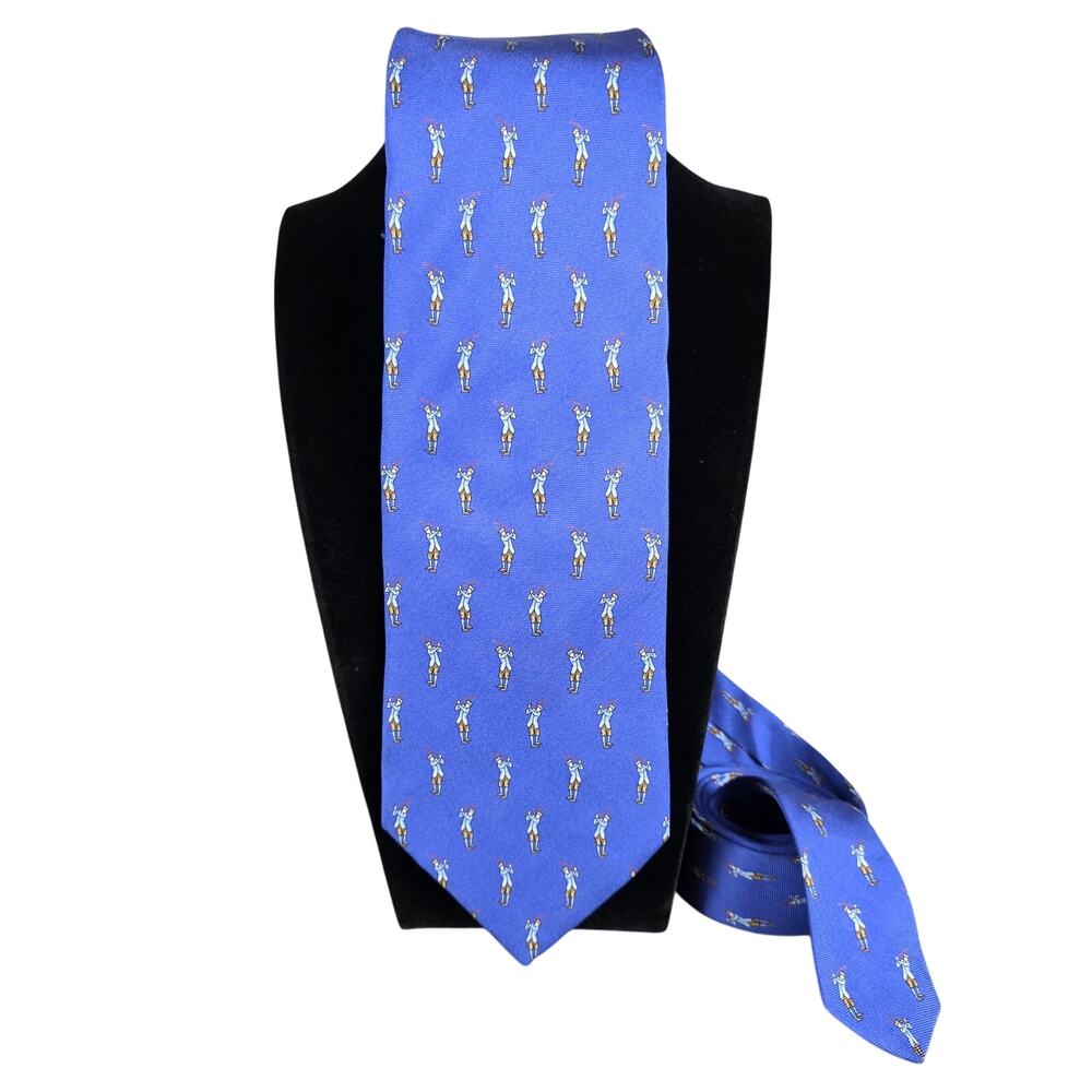 Vintage Brooks Brothers Makers Golfer Tie Italian 100% Silk Blue Made in USA